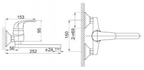 Baterie chiuveta bucatarie crom lucios, pipa 252 mm, Ferro Vasto 252x150 mm