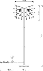 Globo 64138SS - Lampă de podea QUEENA 5xE14/40W/230V argintie