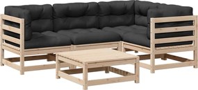 vidaXL Set canapele de grădină cu perne, 5 piese, lemn masiv de pin