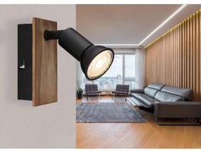 Aplica cu spot directionabil design modern DREW maro inchis, negru mat