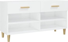 vidaXL Pantofar, alb extralucios, 102x35x55 cm, lemn compozit