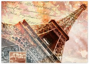 Tablou pe sticlă - Turnul Eiffel în stil vintage (70x50 cm)