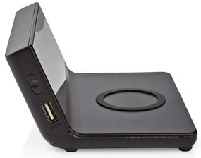 Nedis WCACQ20BK - Ceas cu alarmă, ecran LCD și încărcător wireless 15W/5V negru