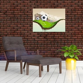 Tablou pe sticlă - Teren de fotbal (70x50 cm)