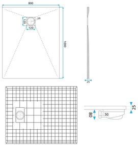 Rea Magnum cadita de dus dreptunghiulara x80 cm alb REA-K7004