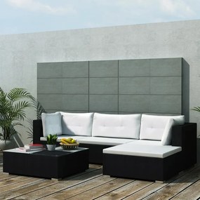 42740 vidaXL Set mobilier de grădină cu perne, 5 piese, negru, poliratan
