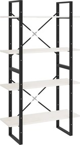 vidaXL Bibliotecă cu 4 rafturi, alb, 80x30x140 cm, lemn masiv de pin