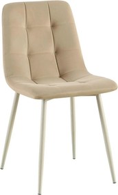 Scaun TED, bej/negru, stofa catifelata/metal, 46x54x88 cm