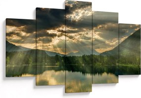 Tablou cu lac și soarele translucid (150x105 cm)