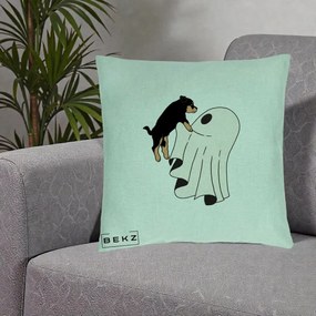 Perna Decorativa Caine Rottweiler Fantoma Halloween, 40x40 cm, Verde Menta, Husa Detasabila, Perna Inclusa, BEKZ®