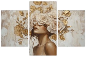 Tablou - Fată cu Trandafiri (90x60 cm)