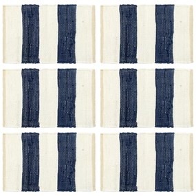 Naproane, 6 buc., chindi, dungi albastre si albe, 30 x 45 cm 6, stripe blue and white