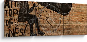 Tablou - Barbat cu biciclete stil Bansky (cu ceas) (90x30 cm)