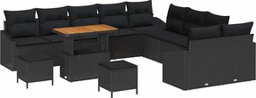 vidaXL Set de canapele pentru grădină 13 pcs Negru Rattan poli