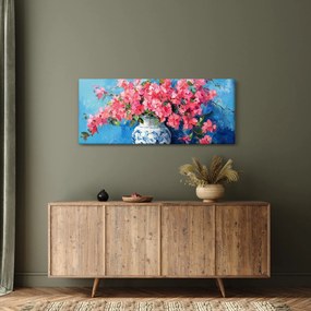 Tablou - Vază cu flori roz (120x50 cm)
