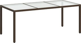 vidaXL Masă de grădină,maro,190x90x75cm sticlă securizată și poliratan