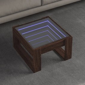 vidaXL Măsuță de cafea cu LED infinity, stejar maro, 50x53x30 cm