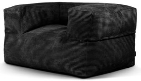 Fotoliu bean bag negru cu tapițerie din catifea reiată MooG – SLOWDOWN
