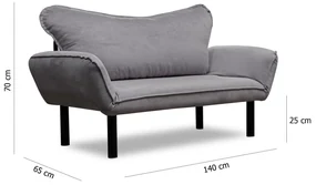 Canapea extensibila cu 2 Locuri Lisbon, 150 x 80 x 65 cm