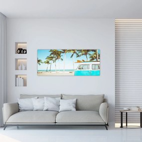 Tablou - Vintage, furgonetă, plajă (120x50 cm)