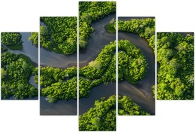 Tablou - Peisaj forestier cu râu (150x105 cm)