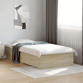 vidaXL Cadru de pat cu sertare stejar sonoma 90x190 cm lemn prelucrat