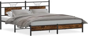 vidaXL Cadru de pat fără saltea Stejar afumat 183x213cm Lemn prelucrat