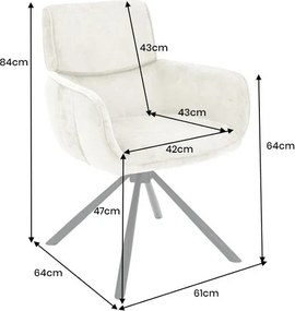 Set de 2 scaune pivotante, Metal Negru, Chenille Sampanie, UNIQUE A-46322 VC