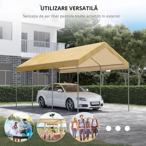 Outsunny Garaj Cort 6x3m, Portabil, Ideal pentru Grădină, Cort cu Copertină, Adăpost Depozitare, Ușor de Asamblat | Aosom Romania