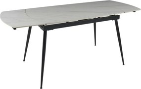 Masa extensibila VELA, alb cu efect de marmura/negru, ceramica/metal,