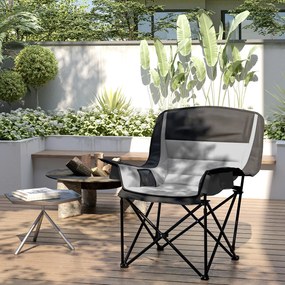 Outsunny Scaun de Camping Pliabil cu 2 Suporturi pentru Pahare și Buzunare Laterale, 99x71x103 cm, Gri | Aosom Romania