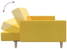 Canapea extensibila cu 2 locuri, galben, textil Galben, Fara suport de picioare