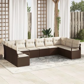 vidaXL Set de canapele pentru grădină 10 pcs Maro Rattan poli