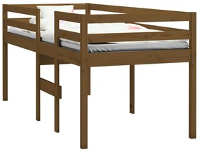 Pat inalt de dormitor, maro, 90x200 cm, lemn masiv de pin