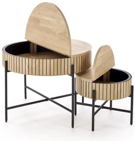 Set 2 masute de cafea Dante natur/negru
