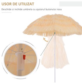 Umbrelă Outsunny Portabilă pentru Plajă/Grădină, Rezistentă la Apă, Ușor de Transportat, Ideală pentru Exterior | Aosom Romania