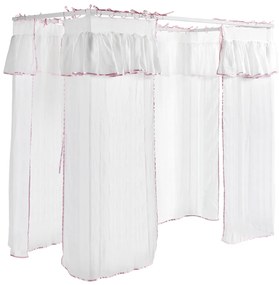 Această combinație AMORI în alb constă dintr-un pat cu baldachin (90 x 200 cm) cu setul de textile asortat, o noptieră și un dulap cu 2 uși.