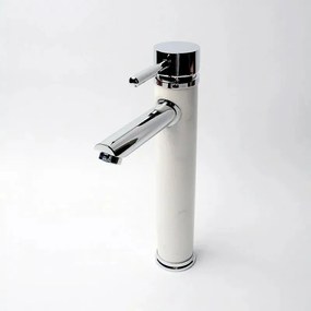 Baterie lavoar inalta Inter Ceramic monocomanda finisaj crom-piatra naturala alba