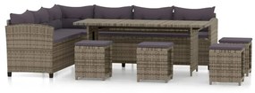 3098169 vidaXL Set mobilier de grădină cu perne, 6 piese, gri, poliratan