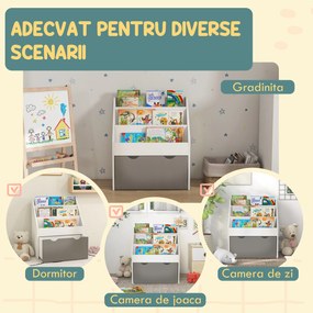 AIYAPLAY Bibliotecă pentru Copii 3-8 Ani cu 3 Rafturi și Sertar Inferior, din MDF, 62.5x30x70 cm, Gri | Aosom Romania