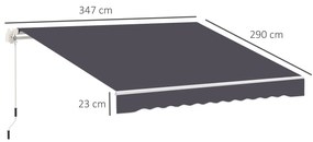 Outsunny Pânză de Schimb pentru Copertină Retractabilă Anti UV 30+, 3.47x2.9 m, Gri | Aosom Romania