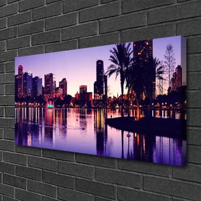 Tablou pe panza canvas Oraș Case Violet Negru