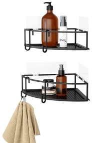 Rafturi negre de colț autoadezive din oțel 2 buc. Cubiko – Umbra