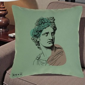 Perna Decorativa Bust Grec Vaporwave, 40x40 cm, Verde, Husa Detasabila, Perna Inclusa, BEKZ®