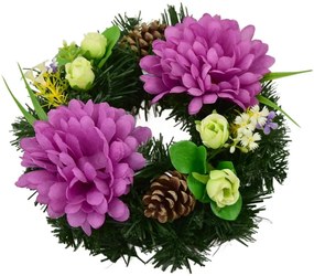 Coroană funerară Crizanteme violete, 20 cm
