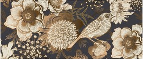 Tablou - Flori aurii pe fundal întunecat (120x50 cm)