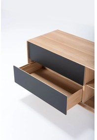 Comodă TV neagră/în culoare naturală din lemn de stejar 150x64 cm Fina – Gazzda