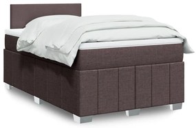 vidaXL Pat box spring cu saltea, maro închis, 120x190 cm, textil