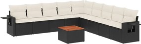 vidaXL Set canapele de grădină cu perne, 10 piese, negru, poliratan
