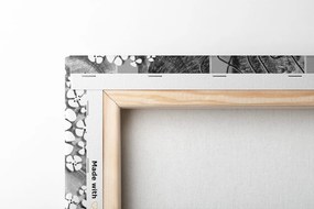 Tablou flori abstracte pe fundal din marmură alb-negru